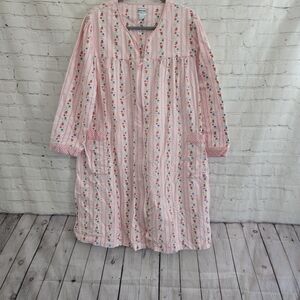 Vtg Granny Gown Flannel Cotton Full Zip Robe Floral Sz XL Tradwife CottageC